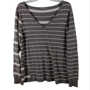 Smartwool Merino Wool Striped V Neck Sweater size Large